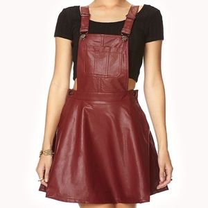 Maroon Faux Leather Overall Dress - size M